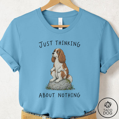Cavalier King Charles Spaniel Thinking Nothing Rock T-Shirt Ocean Blue Taco-Dog