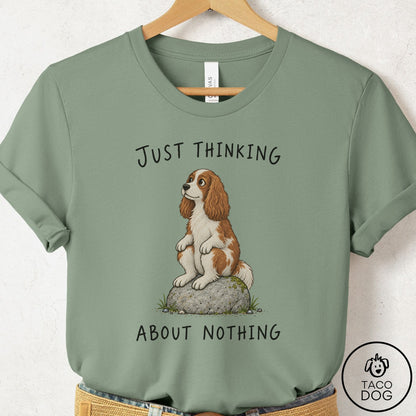 Cavalier King Charles Spaniel Thinking Nothing Rock T-Shirt Sage Taco-Dog