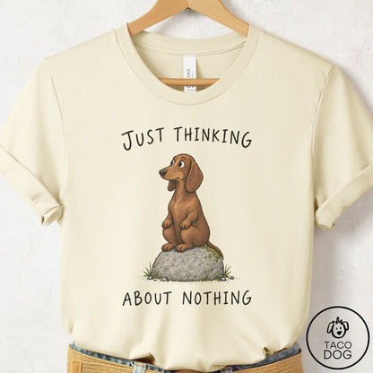 Dachshund Thinking Nothing Rock T-Shirt Natural Taco-Dog