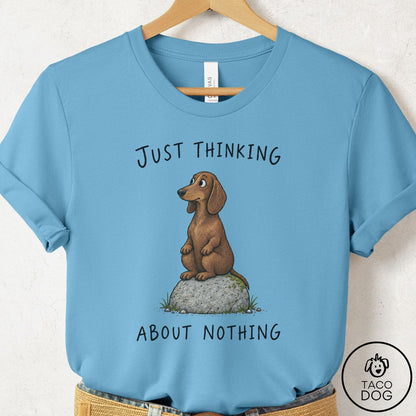 Dachshund Thinking Nothing Rock T-Shirt Ocean Blue Taco-Dog