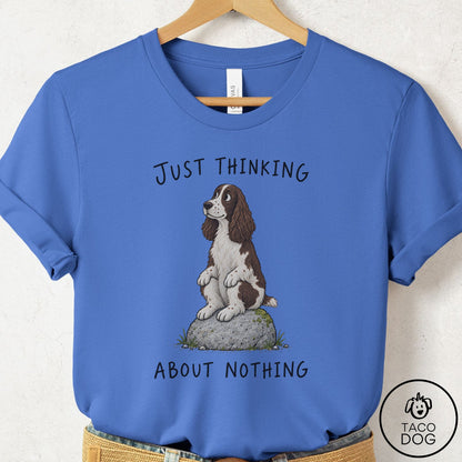 Springer Spaniel Thinking Nothing Rock T-Shirt Columbia Blue Taco-Dog