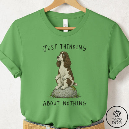 Springer Spaniel Thinking Nothing Rock T-Shirt Leaf Taco-Dog