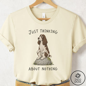 Springer Spaniel Thinking Nothing Rock T-Shirt Natural Taco-Dog