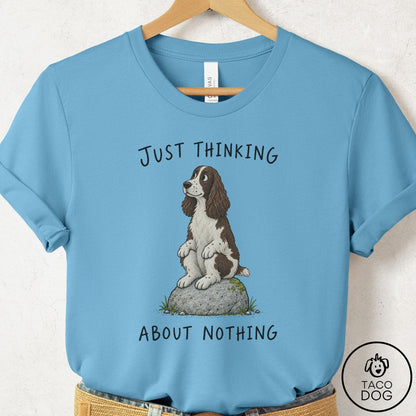 Springer Spaniel Thinking Nothing Rock T-Shirt Ocean Blue Taco-Dog