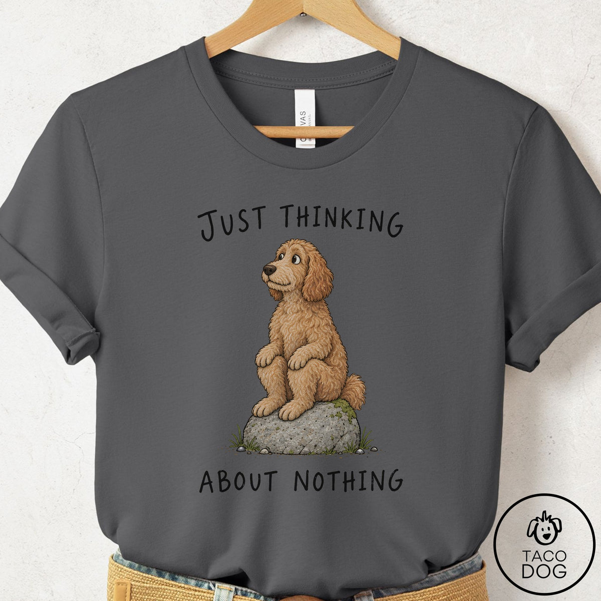 Doodle Thinking Nothing Rock T-Shirt Asphalt Taco-Dog