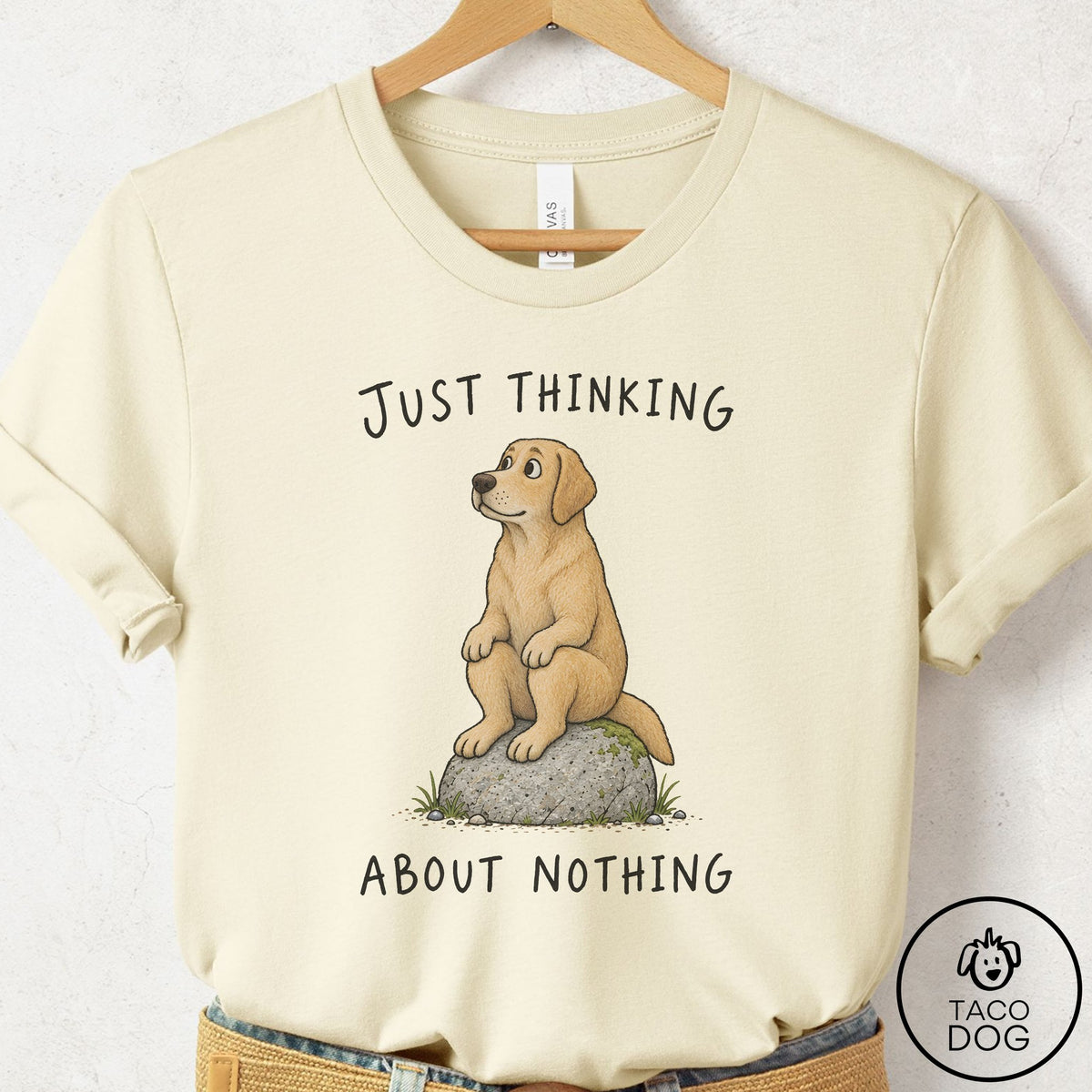 Labrador Retriever Thinking Nothing Rock T-Shirt Natural Taco-Dog