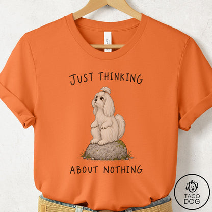 Maltese Thinking Nothing Rock T-Shirt Burnt Orange Taco-Dog