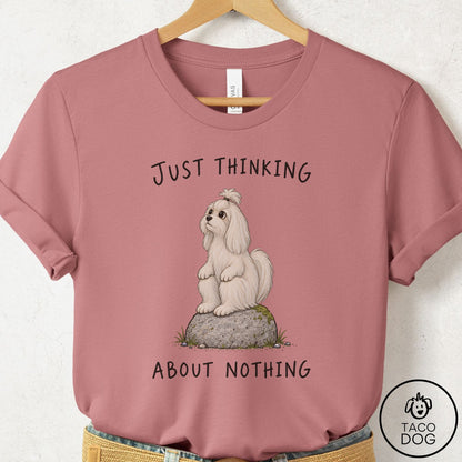 Maltese Thinking Nothing Rock T-Shirt Mauve Taco-Dog