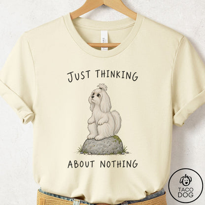 Maltese Thinking Nothing Rock T-Shirt Natural Taco-Dog