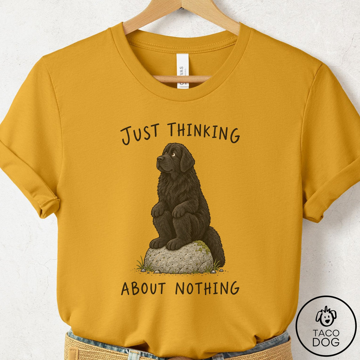 Newfoundland Thinking Nothing Rock T-Shirt Mustard Taco-Dog