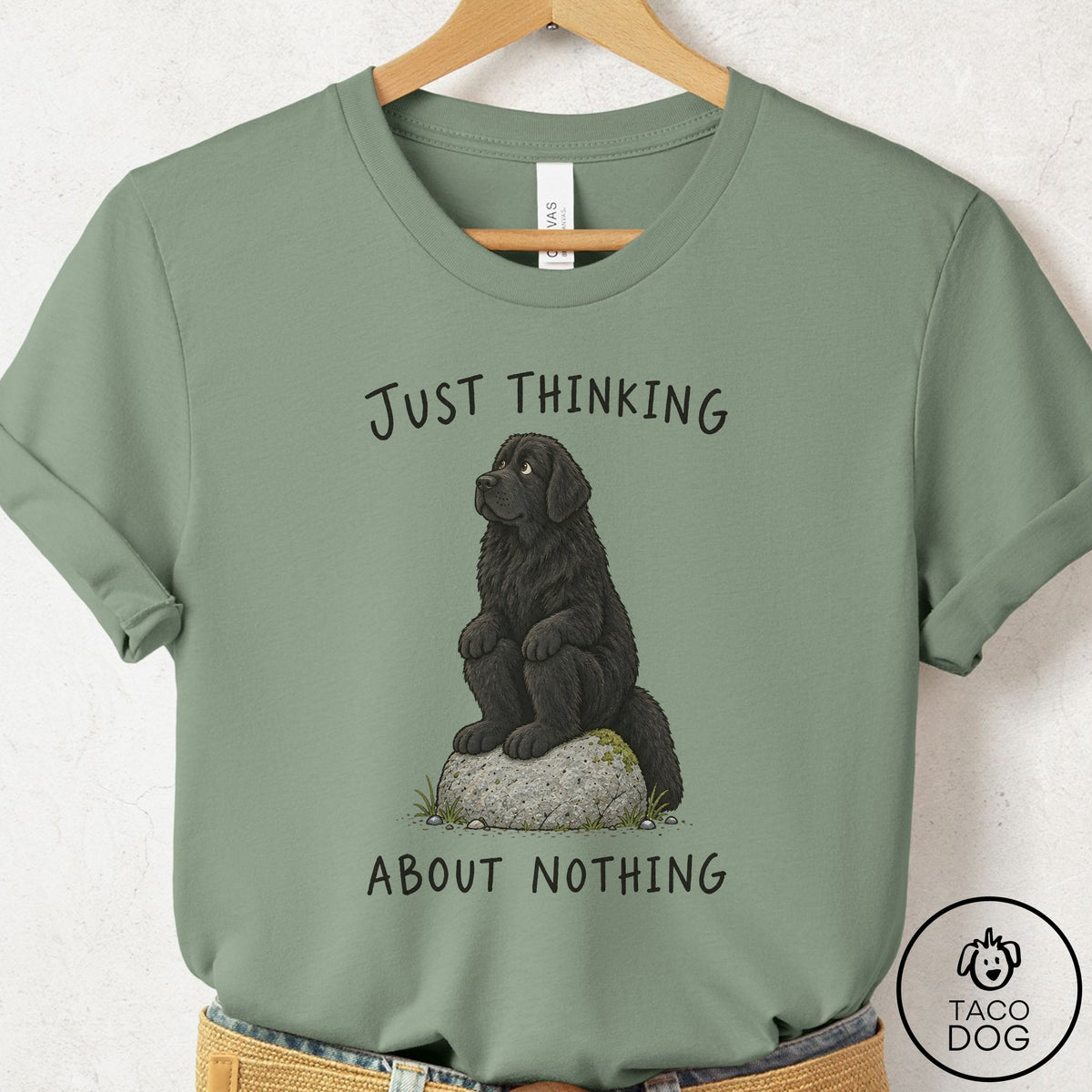 Newfoundland Thinking Nothing Rock T-Shirt Sage Taco-Dog