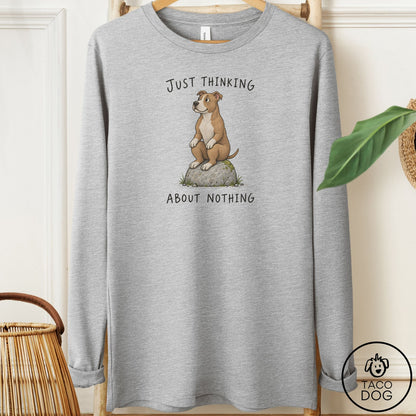 Pitbull Thinking Nothing Rock Long Sleeve Tee Athletic Heather Taco-Dog