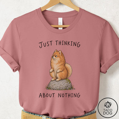 Pomeranian Thinking Nothing Rock T-Shirt Mauve Taco-Dog