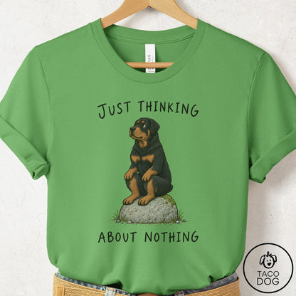 Rottweiler Thinking Nothing Rock T-Shirt Leaf Taco-Dog