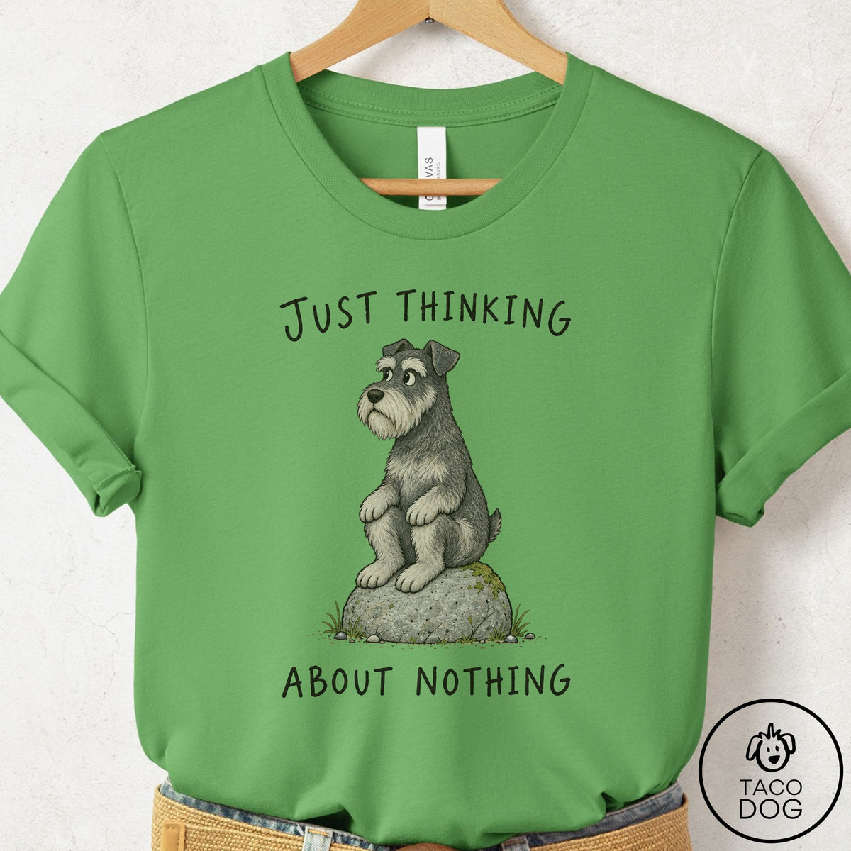 Schnauzer Thinking Nothing Rock T-Shirt Leaf Taco-Dog
