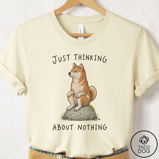 Shiba Inu Thinking Nothing Rock T-Shirt Natural Taco-Dog