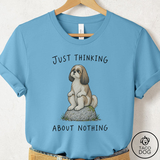 Shih Tzu Thinking Nothing Rock T-Shirt Ocean Blue Taco-Dog
