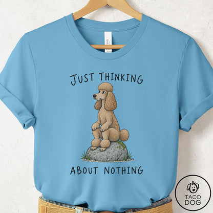 Poodle Thinking Nothing Rock T-Shirt Ocean Blue Taco-Dog