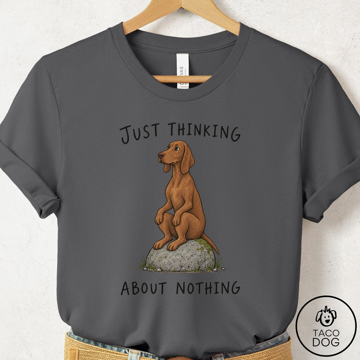 Vizsla Thinking Nothing Rock T-Shirt Asphalt Taco-Dog