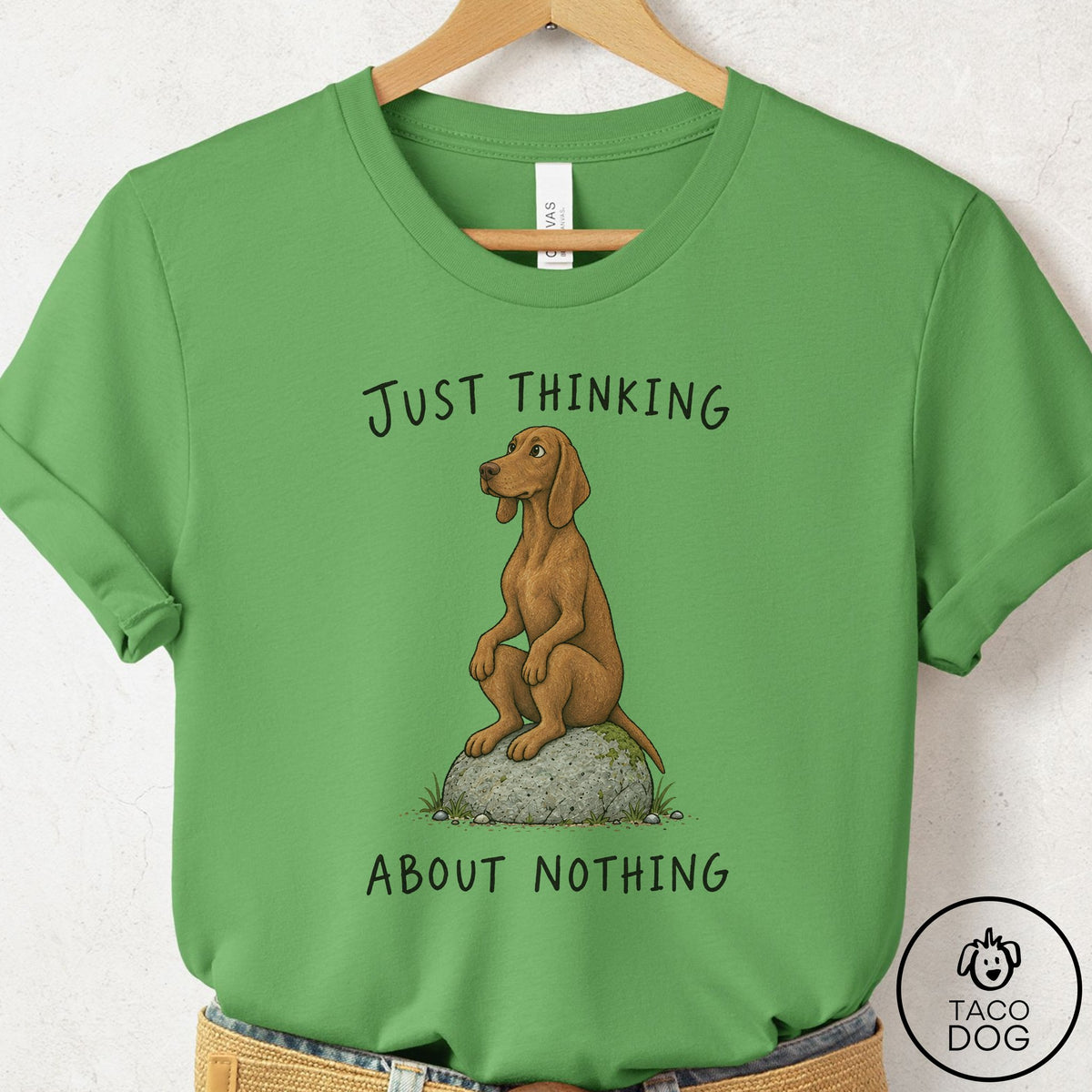 Vizsla Thinking Nothing Rock T-Shirt Leaf Taco-Dog