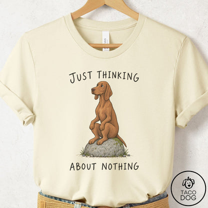 Vizsla Thinking Nothing Rock T-Shirt Natural Taco-Dog