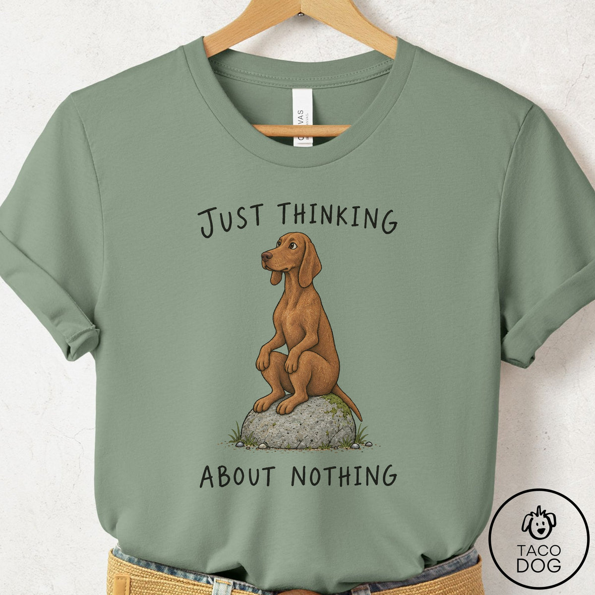 Vizsla Thinking Nothing Rock T-Shirt Sage Taco-Dog