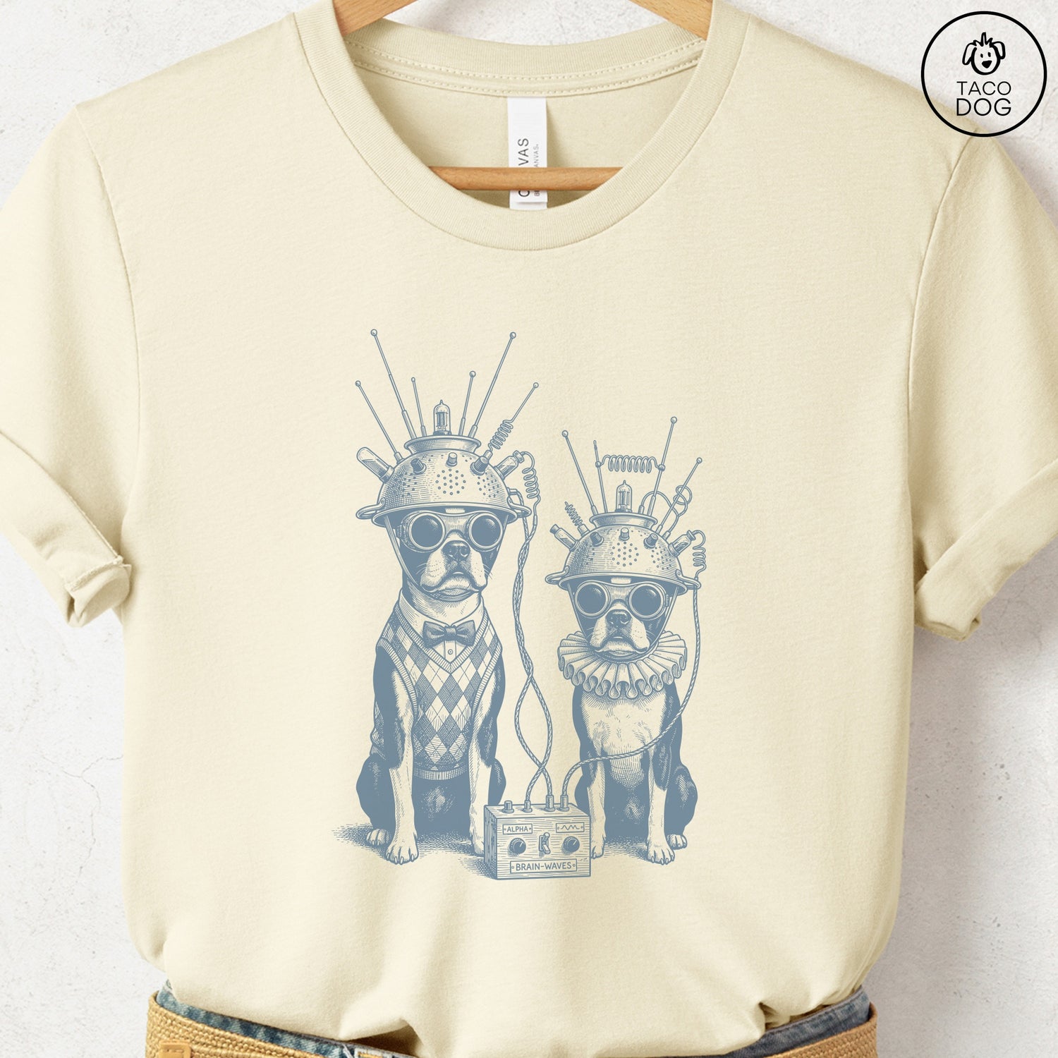 Boston Terrier Tin Hat T-Shirt Natural S Taco-Dog