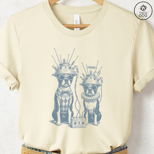 Boston Terrier Tin Hat T-Shirt Natural S