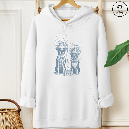 Boston Terrier Tin Hat Hoodie White M Taco-Dog