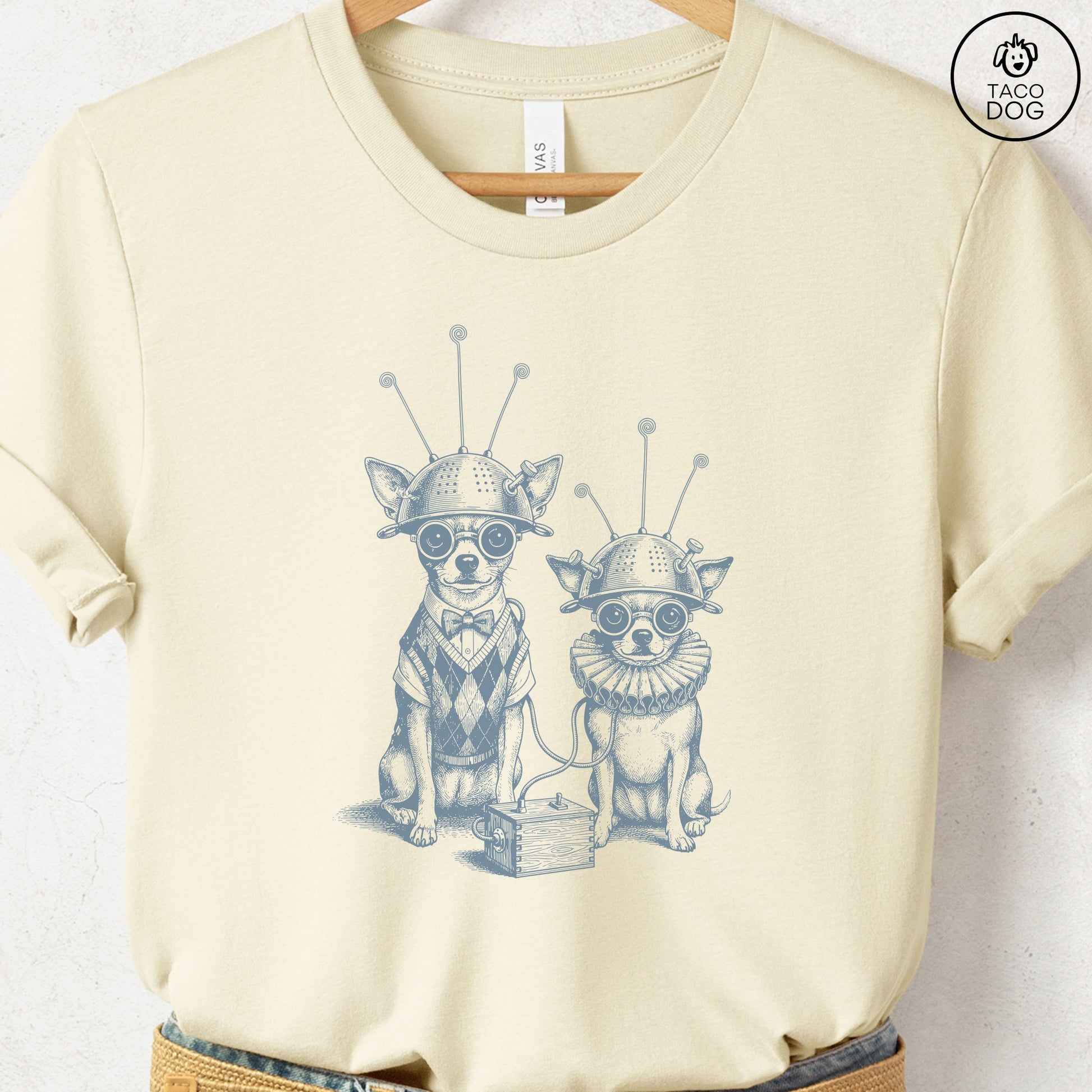 Chihuahua Tin Hat T-Shirt Natural S Taco-Dog