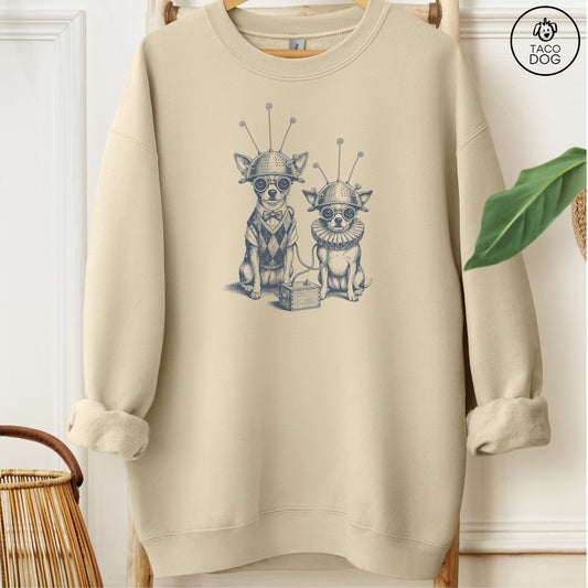 Chihuahua Tin Hat Sweatshirt Sand M Taco-Dog