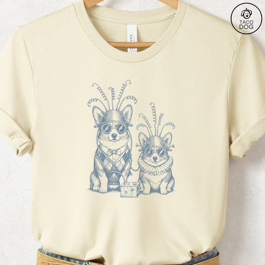Corgi Tin Hat T-Shirt Natural S Taco-Dog
