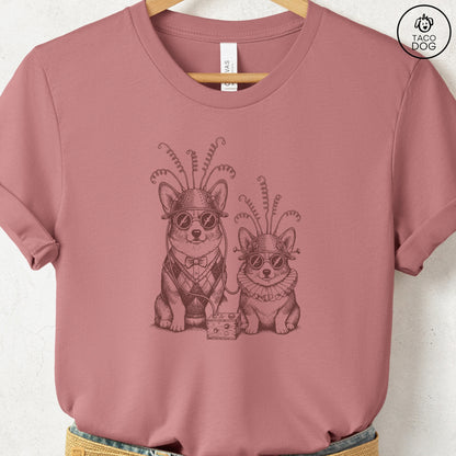 Corgi Tin Hat T-Shirt Heather Mauve S Taco-Dog