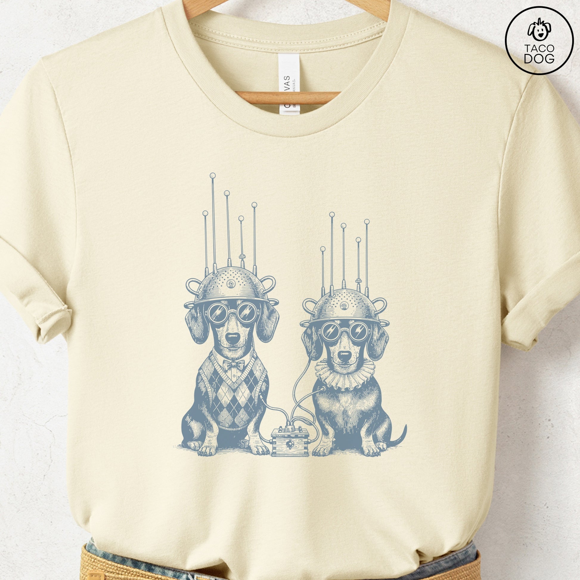 Dachshund Weenie Tin Hat T-Shirt Natural S