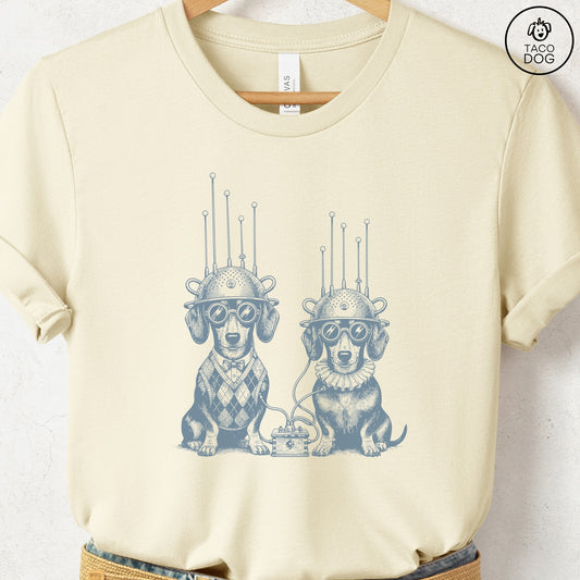 Dachshund Weenie Tin Hat T-Shirt Natural S Taco-Dog