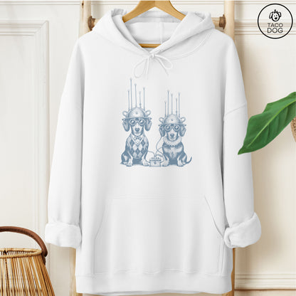 Dachshund Tin Hat Hoodie White M Taco-Dog