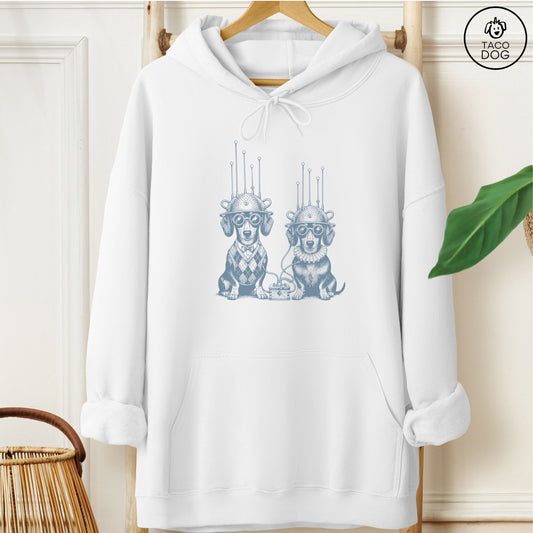 Dachshund Tin Hat Hoodie White M Taco-Dog