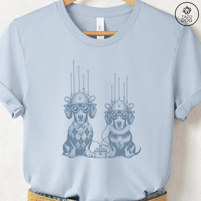 Dachshund Weenie Tin Hat T-Shirt Light Blue S