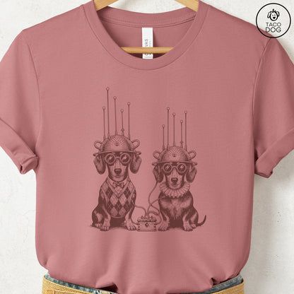 Dachshund Weenie Tin Hat T-Shirt Heather Mauve S