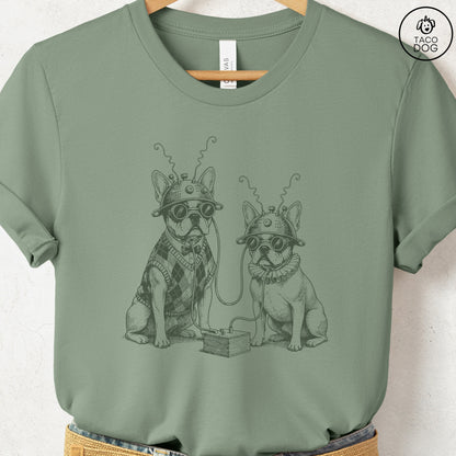 French Bulldog Frenchie Tin Hat T-Shirt Sage S Taco-Dog