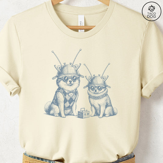 Pomeranian Tin Hat T-Shirt Natural S Taco-Dog