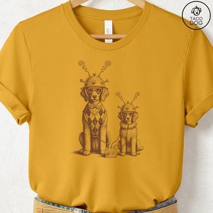 Poodle Tin Hat T-Shirt Mustard Taco-Dog