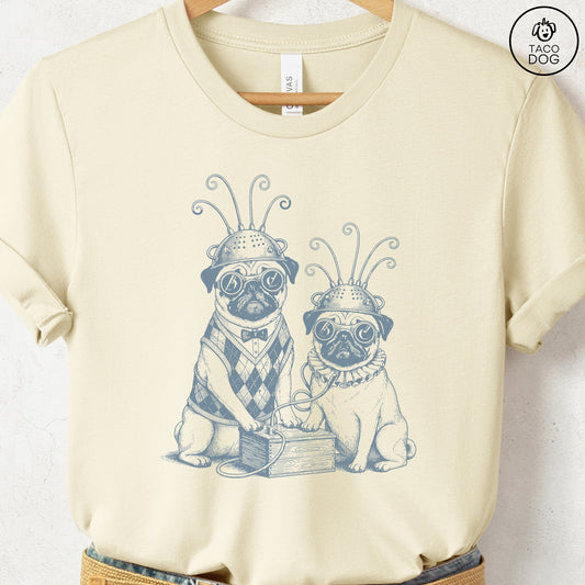 Pug Tin Hat T-Shirt Natural S Taco-Dog