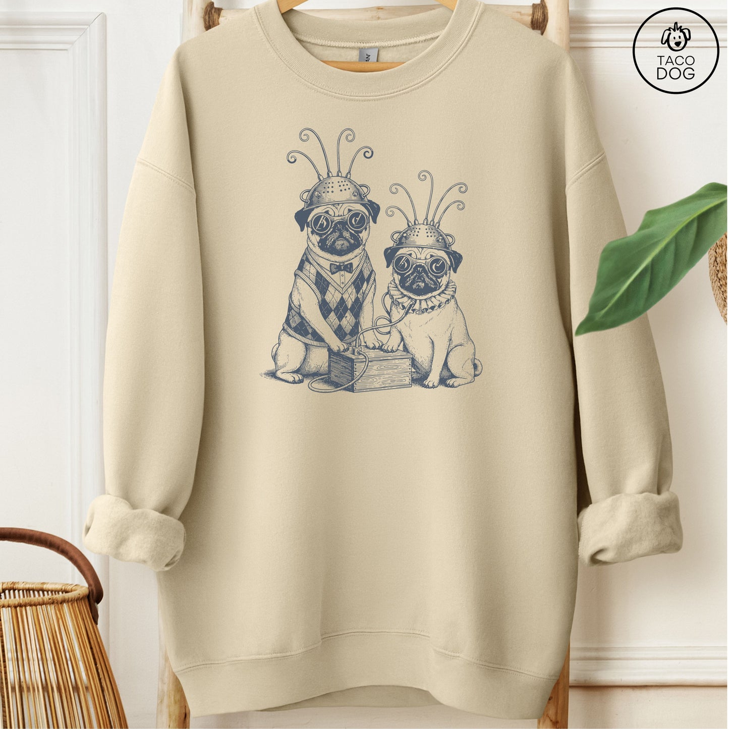 Pug Tin Hat Sweatshirt Sand M