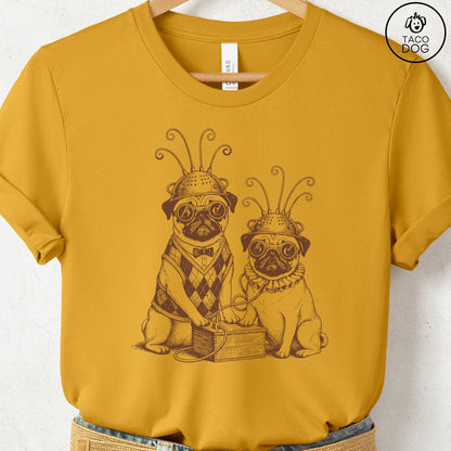 Pug Tin Hat T-Shirt Mustard S Taco-Dog