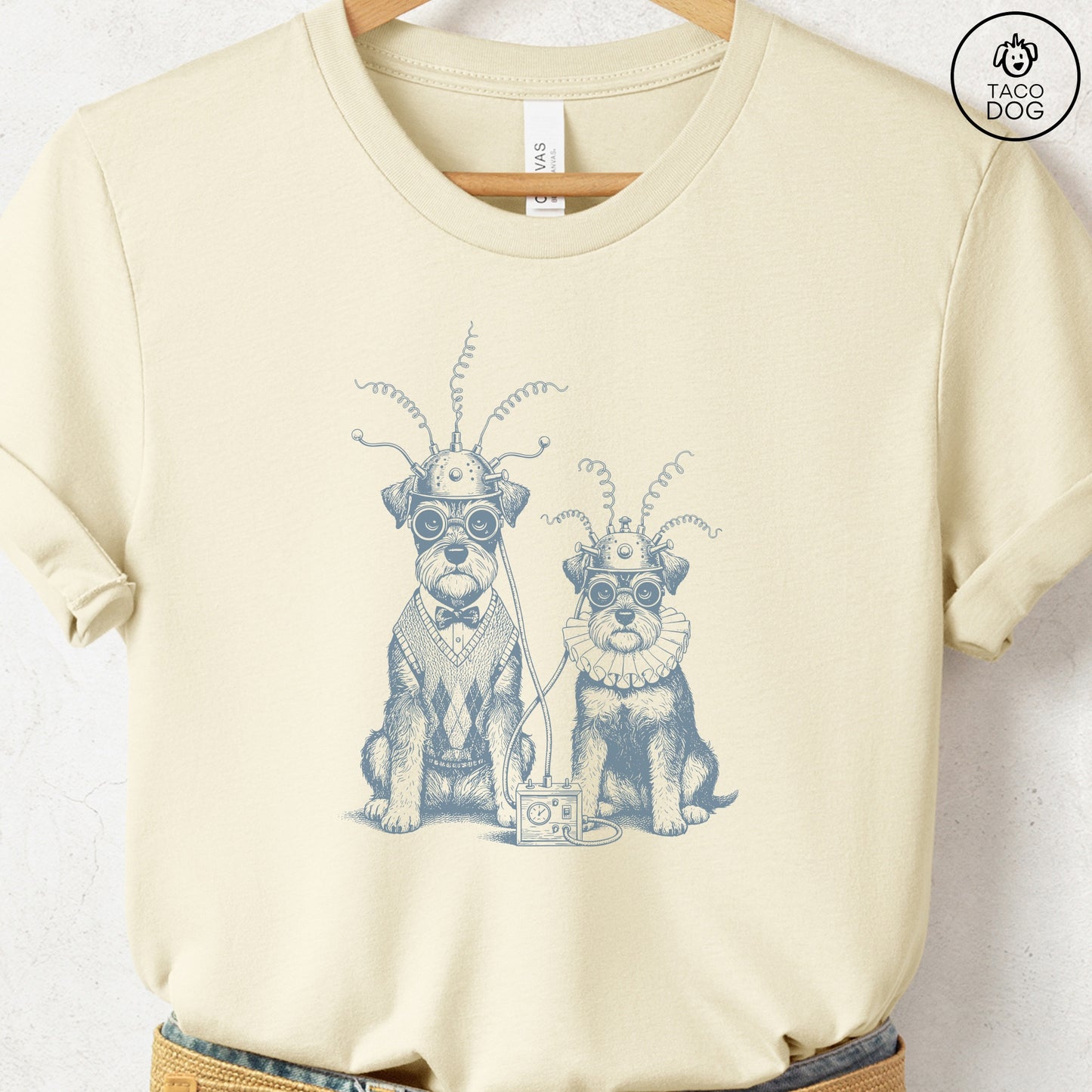 Schnauzer Tin Hat T-Shirt Natural S Taco-Dog