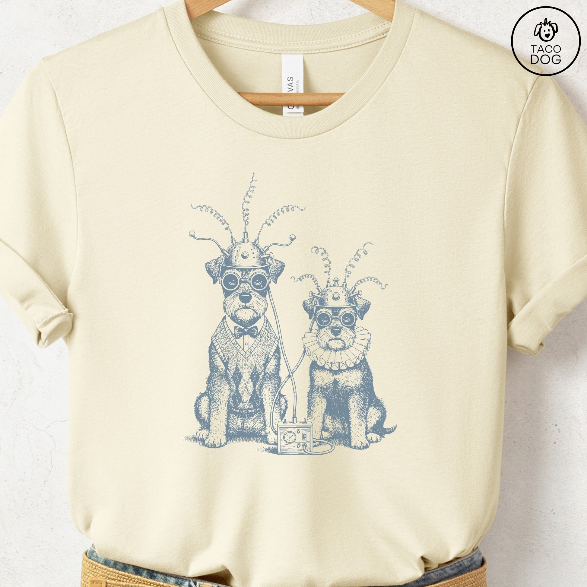 Schnauzer Tin Hat T-Shirt Natural S Taco-Dog