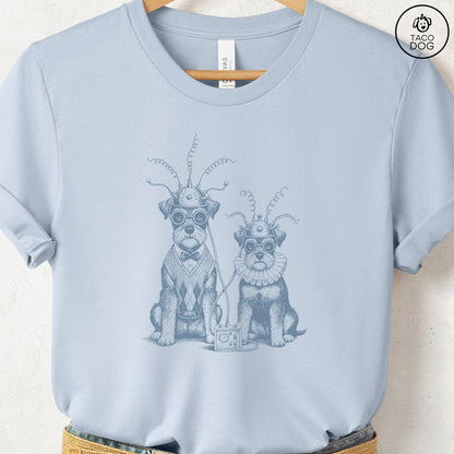 Schnauzer Tin Hat T-Shirt Light Blue S Taco-Dog