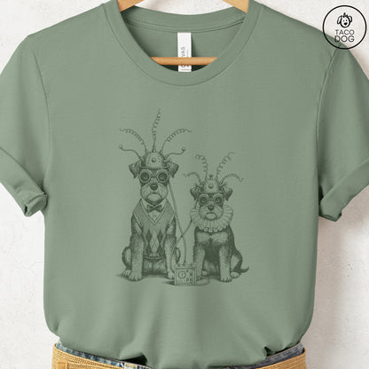 Schnauzer Tin Hat T-Shirt Sage S Taco-Dog