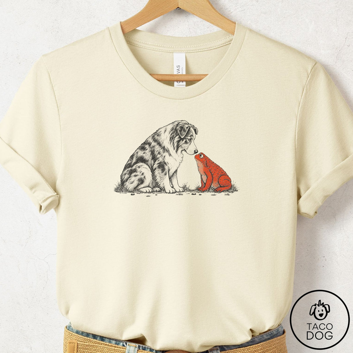 Australian Shepherd Toad Watch T-Shirt Natural Taco-Dog